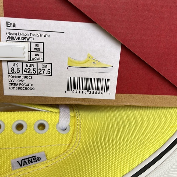 Vans Era Neon Lemon Tonic/True White sneakers Men’s - Picture 16 of 16